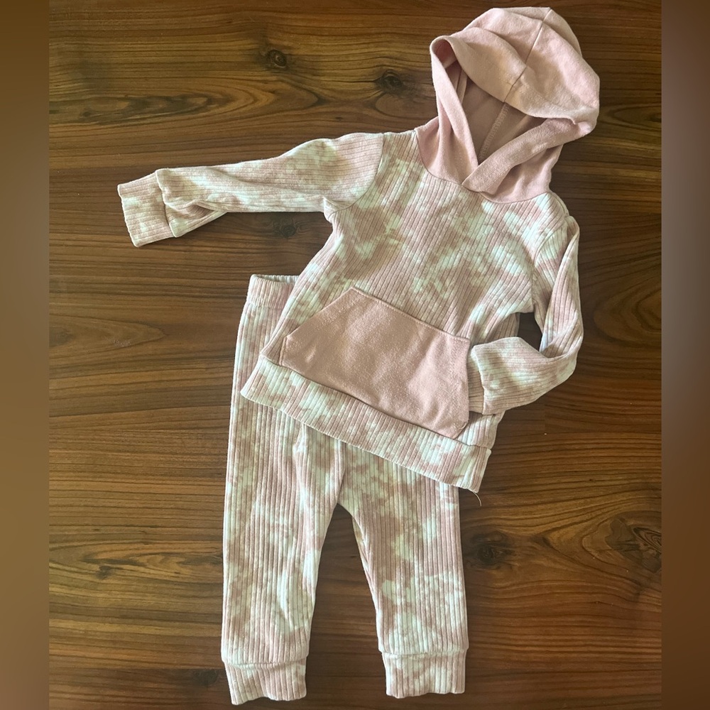 Chick Pea Pink and White Pajama Set Cozy Sleepwear